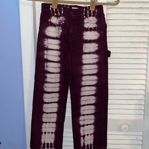 Pacsun girls  maroon and white tie dye straight leg jeans